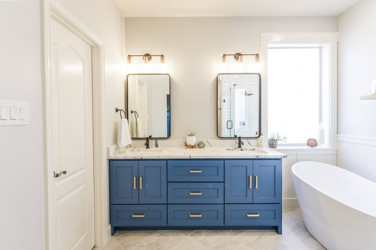 Serene Azure Bathroom - Before & After - Irwin Construction