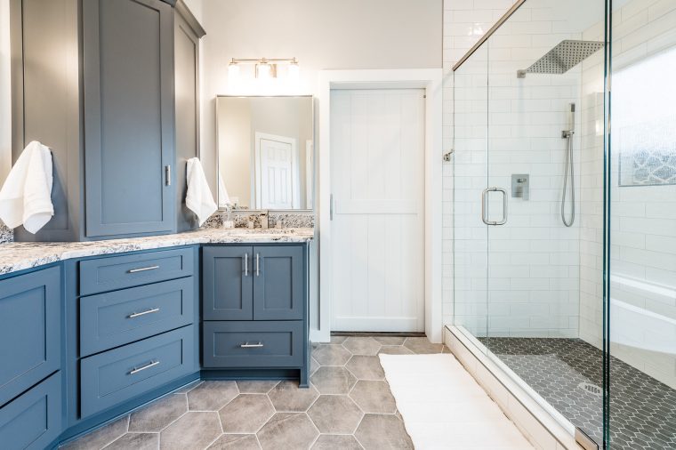 Bright & Airy Textured Bathroom - Before & After - Irwin Construction